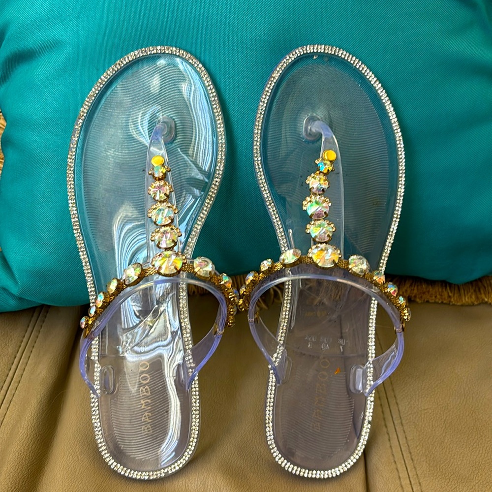 Blingy flip flops.